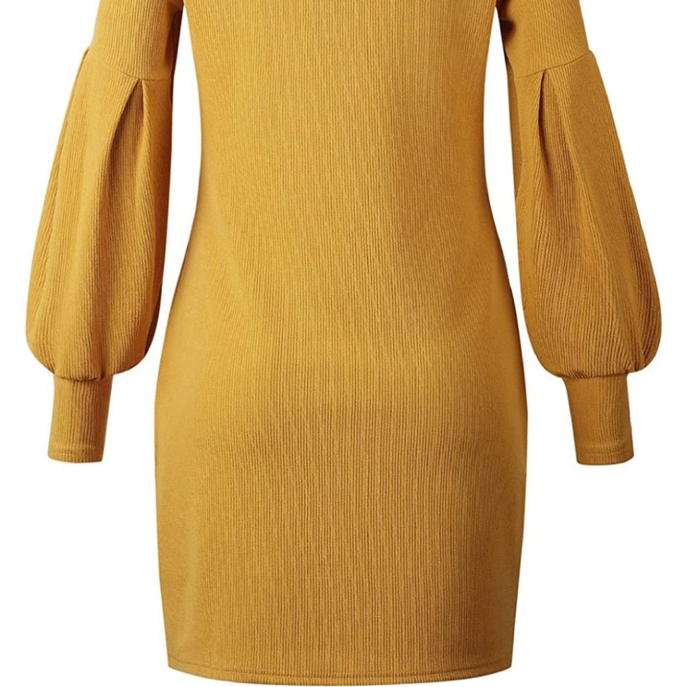 NWT Mustard Yellow Knit Mockneck Princess Dress - Picture 5 of 5